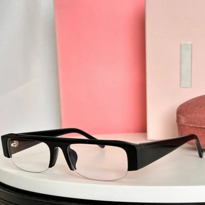 New Women Semi-Rimless Acetate Sunglasses Brand Desinger  Retro Fashionable Eyeware Ladies Traveling Rectangle For SUN GLASSES