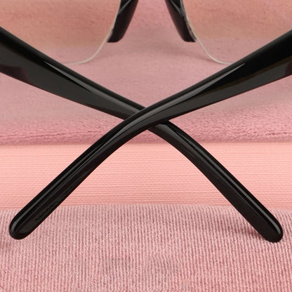 New Women Semi-Rimless Acetate Sunglasses Brand Desinger  Retro Fashionable Eyeware Ladies Traveling Rectangle For SUN GLASSES
