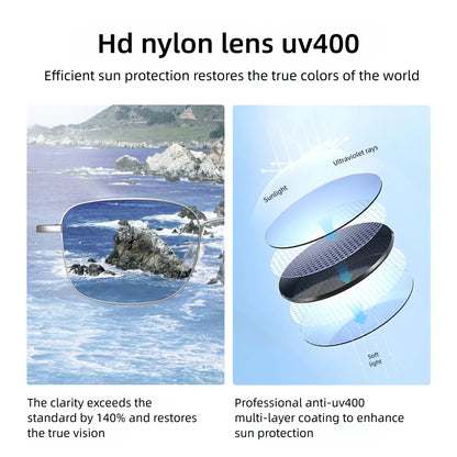 CAPONI Fashion Women Sunglasses Titanium Outdoor Sun Glasses Anti Glare UV400 Protect Gradient Blue Lenses Silver Shade CP35610