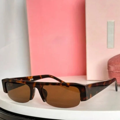 New Women Semi-Rimless Acetate Sunglasses Brand Desinger  Retro Fashionable Eyeware Ladies Traveling Rectangle For SUN GLASSES
