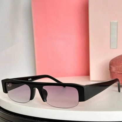 New Women Semi-Rimless Acetate Sunglasses Brand Desinger  Retro Fashionable Eyeware Ladies Traveling Rectangle For SUN GLASSES