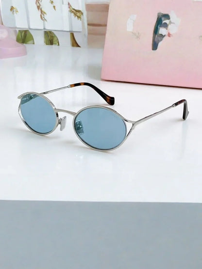 Luxury Women Metal Sunglasses Brand Designer Half-Frame Diamond-Shaped Eyeware Ladies Summer Travelling Beach For Sun Glasses