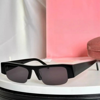 New Women Semi-Rimless Acetate Sunglasses Brand Desinger  Retro Fashionable Eyeware Ladies Traveling Rectangle For SUN GLASSES