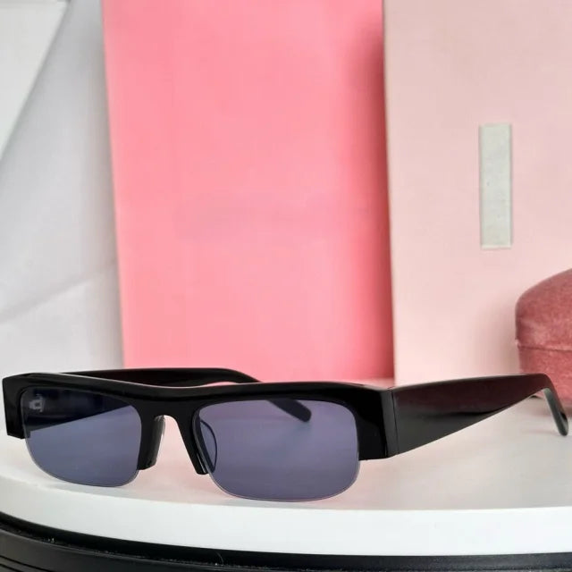 New Women Semi-Rimless Acetate Sunglasses Brand Desinger  Retro Fashionable Eyeware Ladies Traveling Rectangle For SUN GLASSES