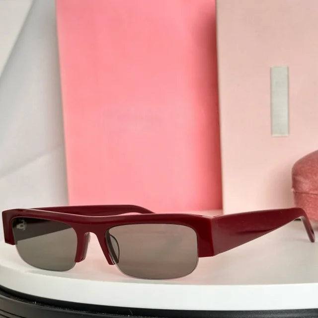 New Women Semi-Rimless Acetate Sunglasses Brand Desinger  Retro Fashionable Eyeware Ladies Traveling Rectangle For SUN GLASSES