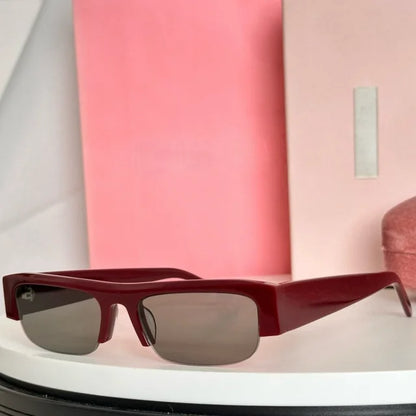 New Women Semi-Rimless Acetate Sunglasses Brand Desinger  Retro Fashionable Eyeware Ladies Traveling Rectangle For SUN GLASSES