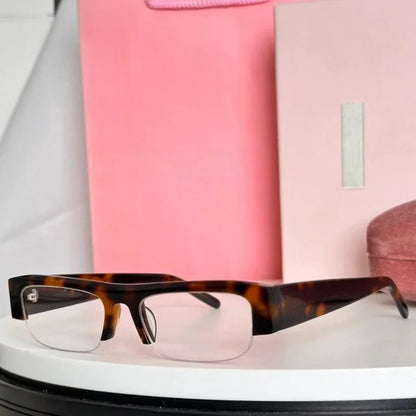 New Women Semi-Rimless Acetate Sunglasses Brand Desinger  Retro Fashionable Eyeware Ladies Traveling Rectangle For SUN GLASSES