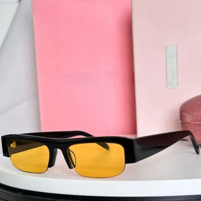 New Women Semi-Rimless Acetate Sunglasses Brand Desinger  Retro Fashionable Eyeware Ladies Traveling Rectangle For SUN GLASSES